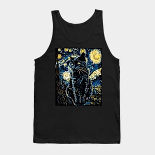 Cat Starry Night Cosmic Whiskers Tank Top